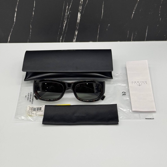 NEW SL713 002 SAINT LAURENT WOMEN SUNGLASSES SL 713 002 SQUARE HAVANA EYEWEAR - Picture 10 of 10